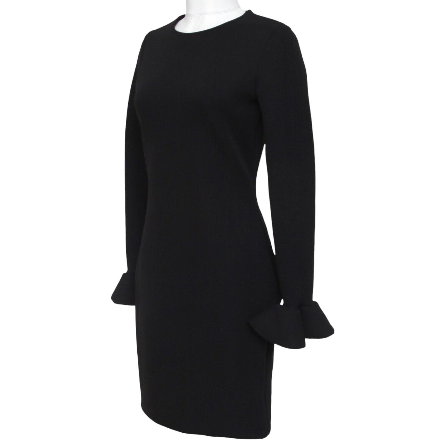 De las mujeres LANVIN Vestido Negro Manga Larga Manga Volantes Cremallera Sz 40 Verano 2015 en venta