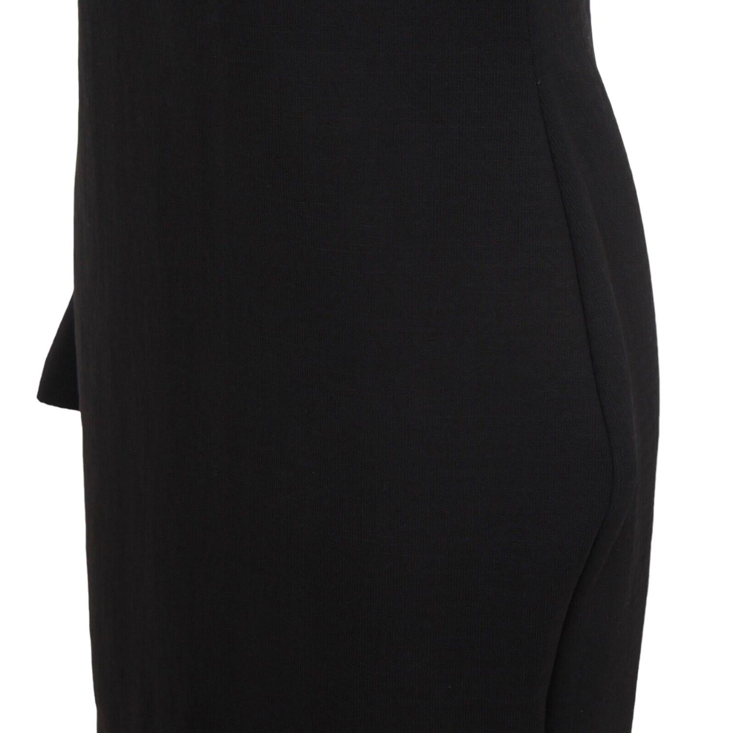LANVIN Vestido Negro Manga Larga Manga Volantes Cremallera Sz 40 Verano 2015 en venta 2