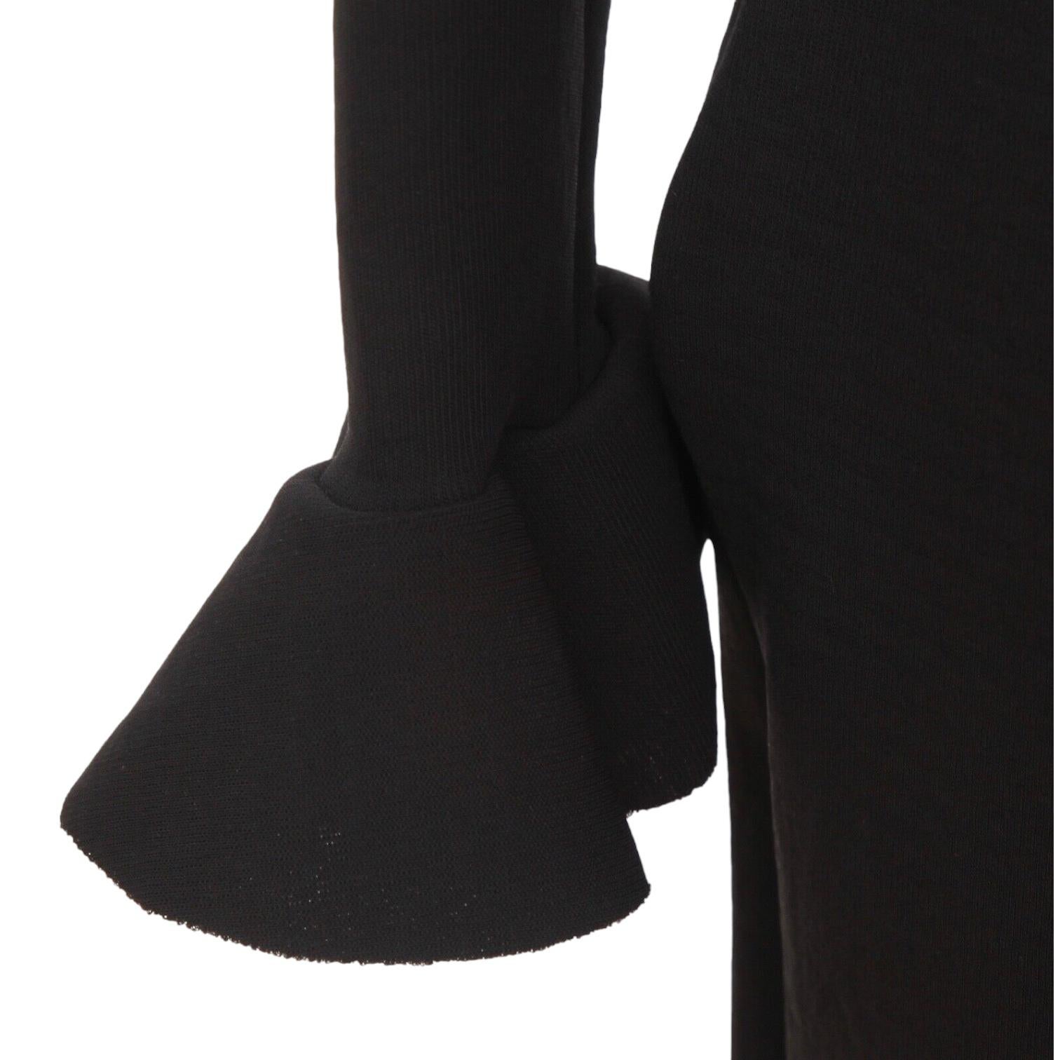 LANVIN Vestido Negro Manga Larga Manga Volantes Cremallera Sz 40 Verano 2015 en venta 3