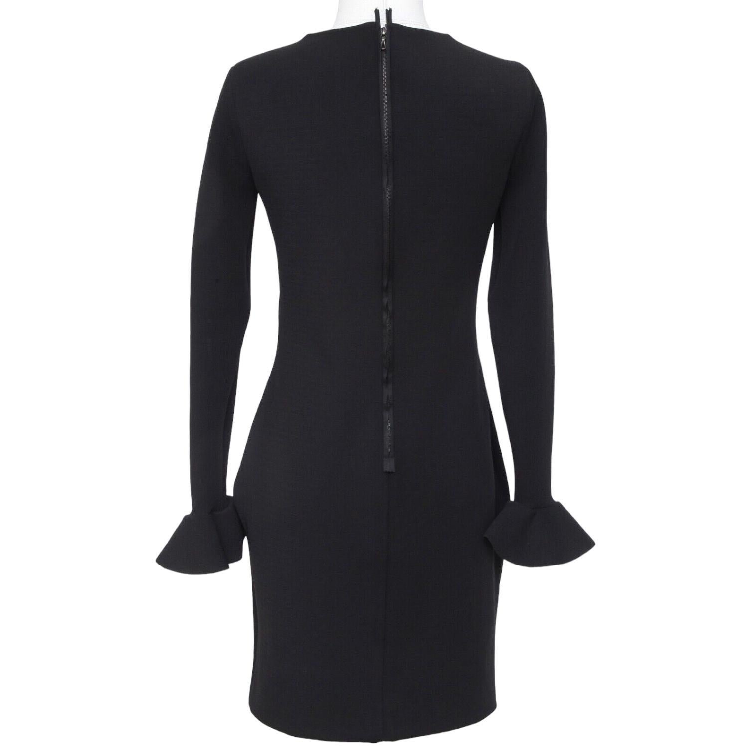 LANVIN Vestido Negro Manga Larga Manga Volantes Cremallera Sz 40 Verano 2015 en venta 5