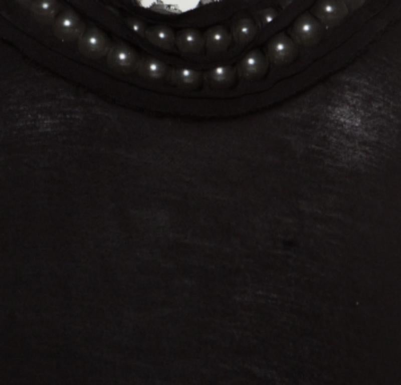 Lanvin Negro Cuello Adornado Detalle Raw Edges Camiseta de Tirantes XS en venta 1