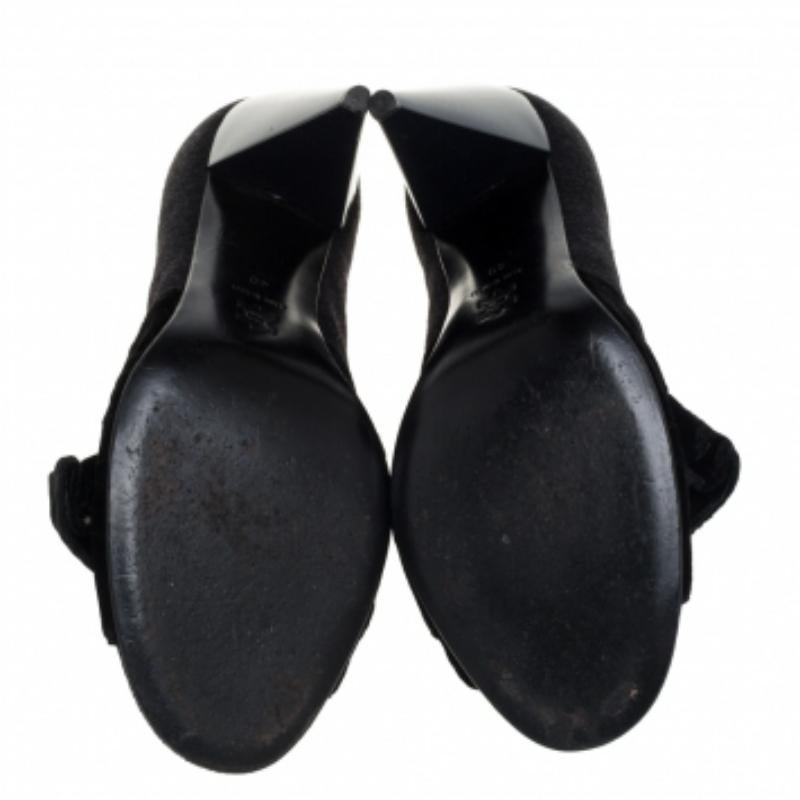 Women's Lanvin Black Felt And Velvet Bow Embellished Open Toe Pumps Size 40 For Sale