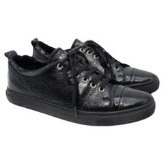 Lanvin Black Glossy Leather Low Top Trainers