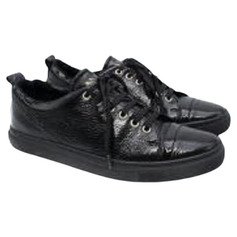 Lanvin Black Glossy Leather Low Top Trainers For Sale at 1stDibs