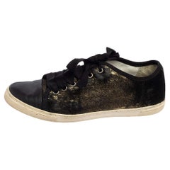 Lanvin Black/Gold Calf Hair and Leather Low-Top Sneakers Size 37
