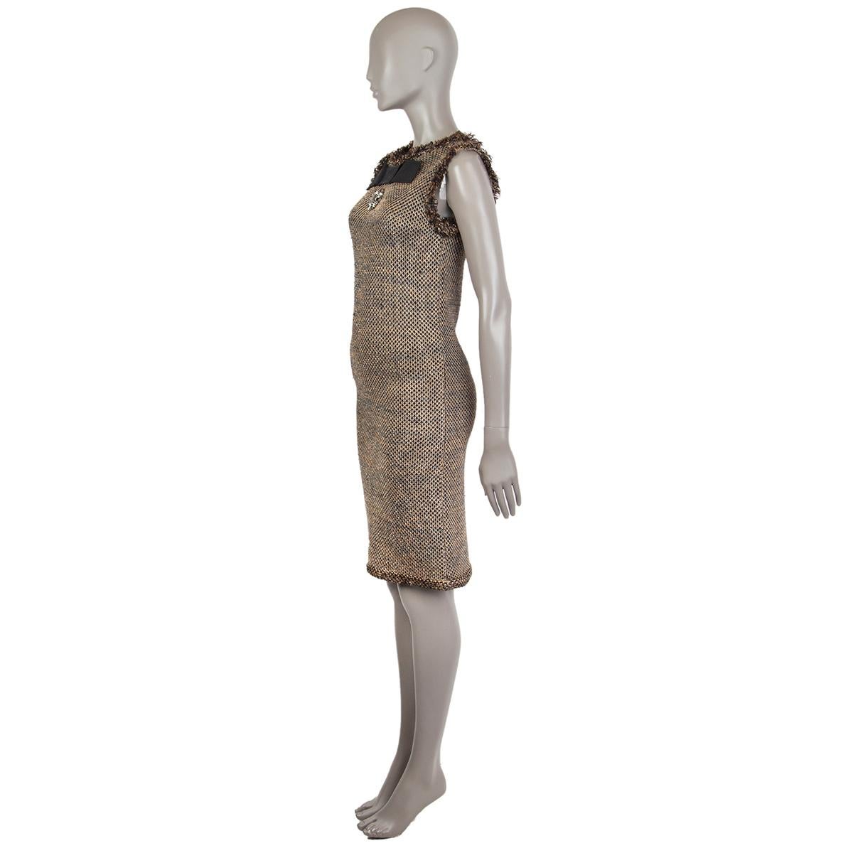 LANVIN black & gold CRYSTAL EMBELLISHED SLEEVELESS Dress S In Excellent Condition In Zürich, CH