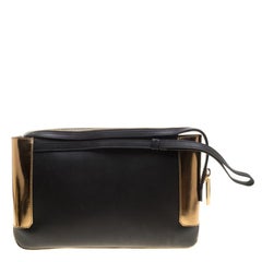 Lanvin Black/Gold Leather Le Jour Clutch