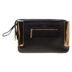 Lanvin Black/Gold Leather Le Jour Clutch