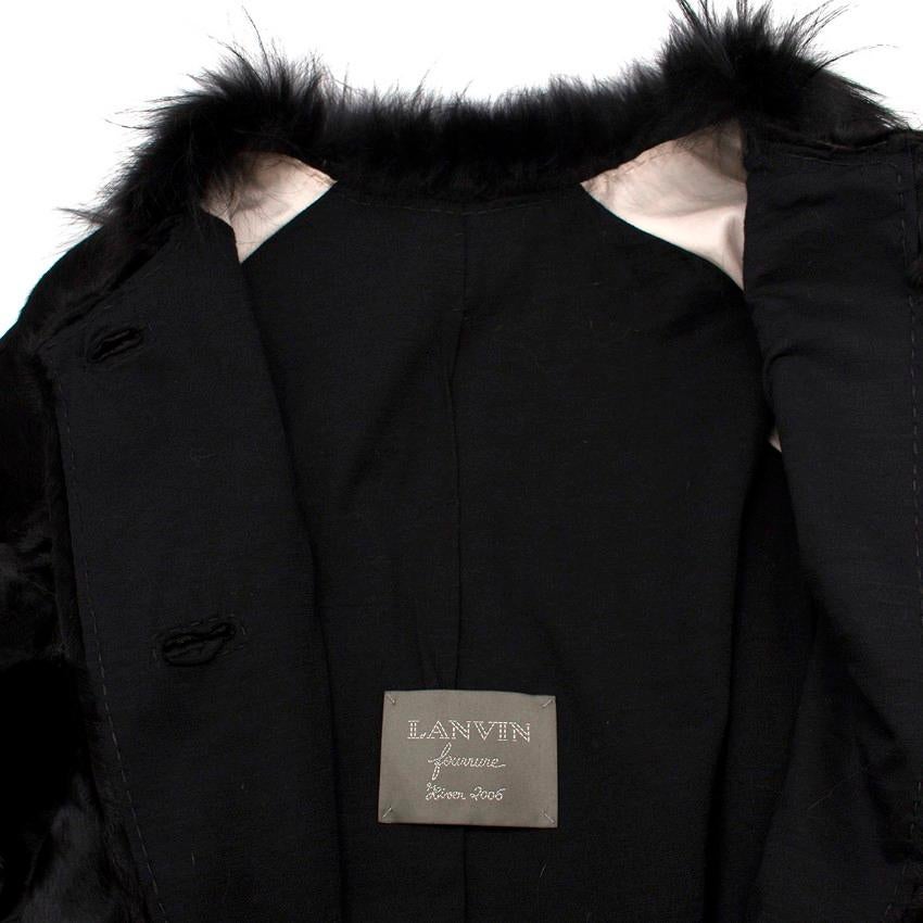 Lanvin Black Lambs Fur Long Coat With Fox Fur Trim FR 38 2