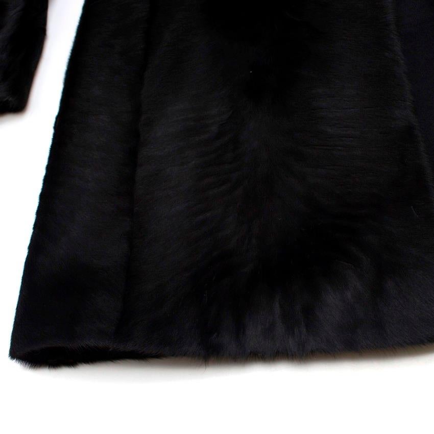 Lanvin Black Lambs Fur Long Coat With Fox Fur Trim FR 38 4