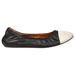 Lanvin Black Leather Ballet Flats Size IT 36