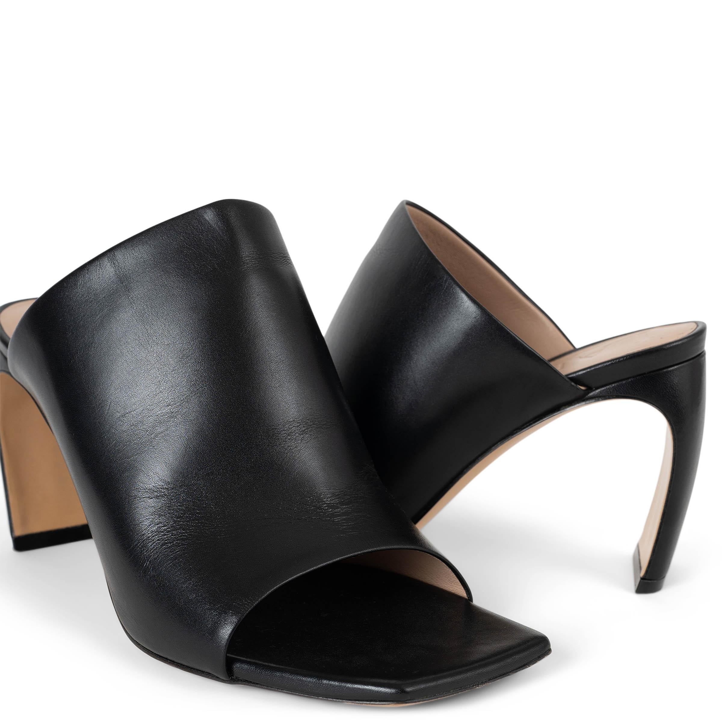 LANVIN cuero negro BANANA HEEL 80 Mules Sandalias Zapatos 37 en venta 1