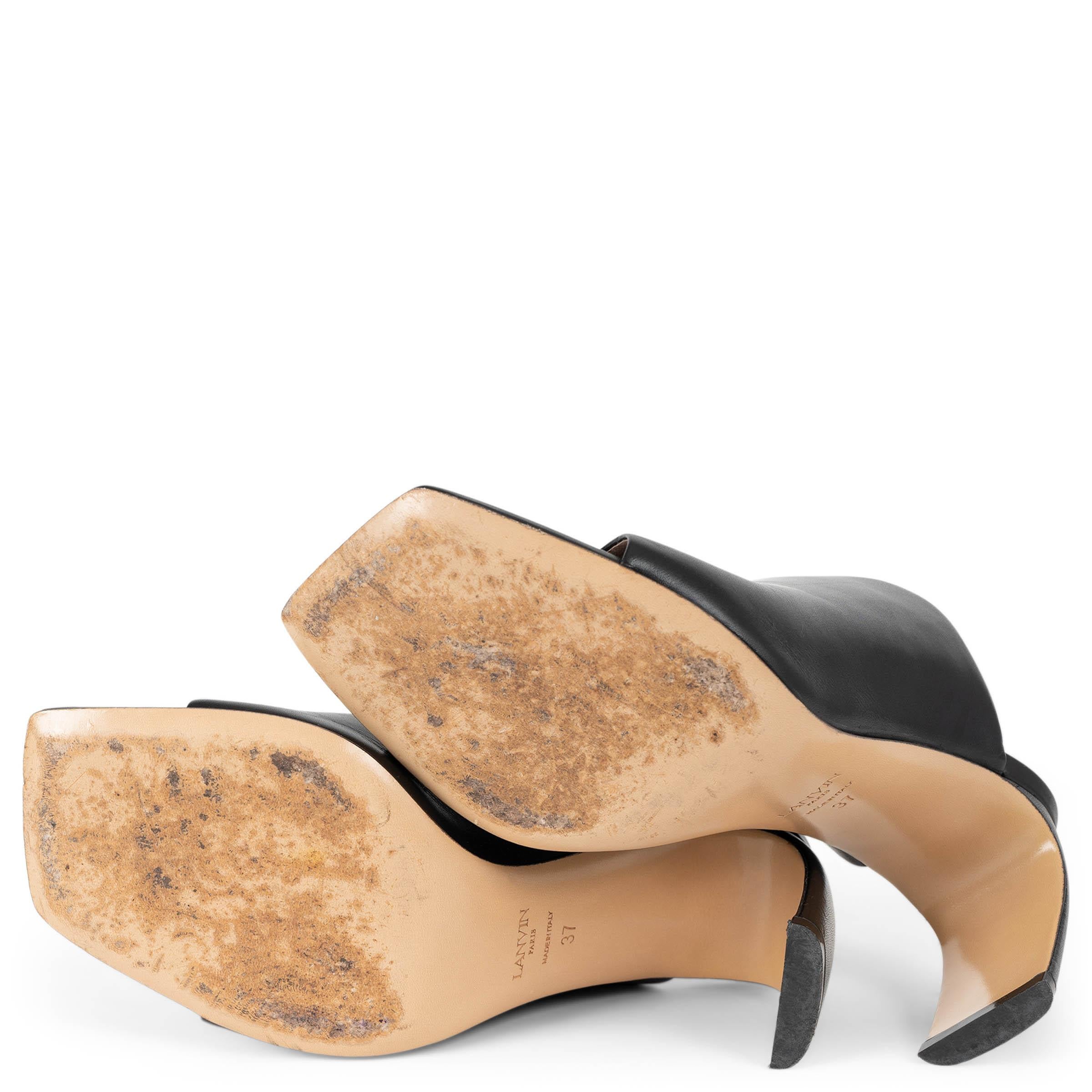 LANVIN cuero negro BANANA HEEL 80 Mules Sandalias Zapatos 37 en venta 3