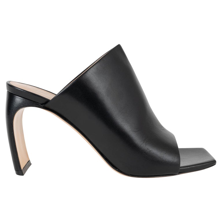 LANVIN black leather BANANA HEEL 80 Mules Sandals Shoes 37  display picture 3