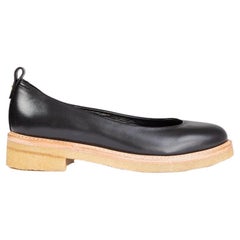 LANVIN black leather CHUNKY Ballet Flats Shoes 36