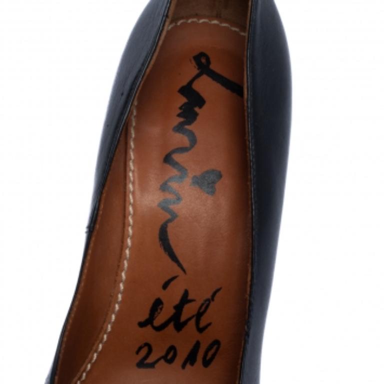 Women's Lanvin Black Leather ETE 2010 Platform Pumps Size 37.5 For Sale