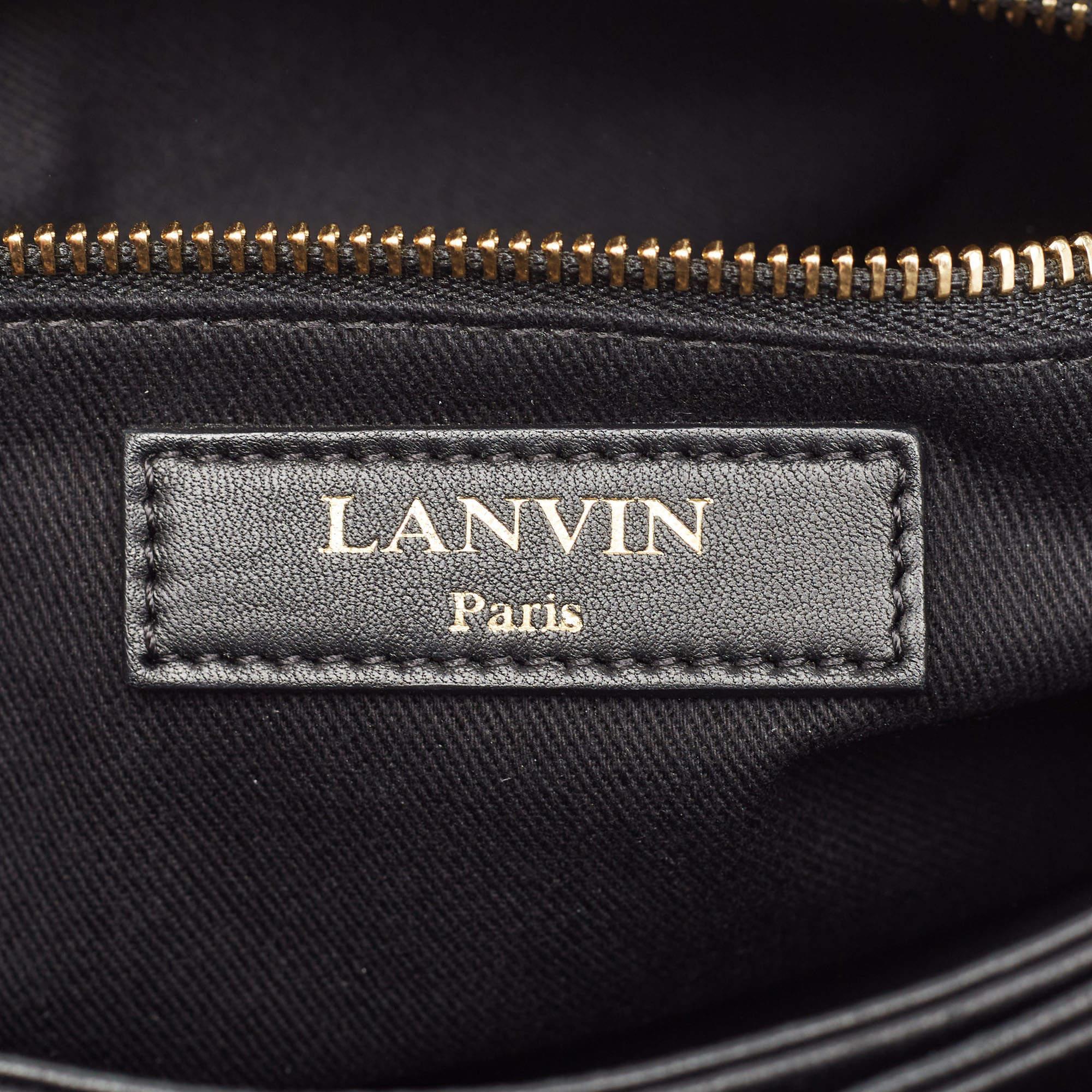 Lanvin Black Leather Flap Chain Shoulder Bag For Sale 9