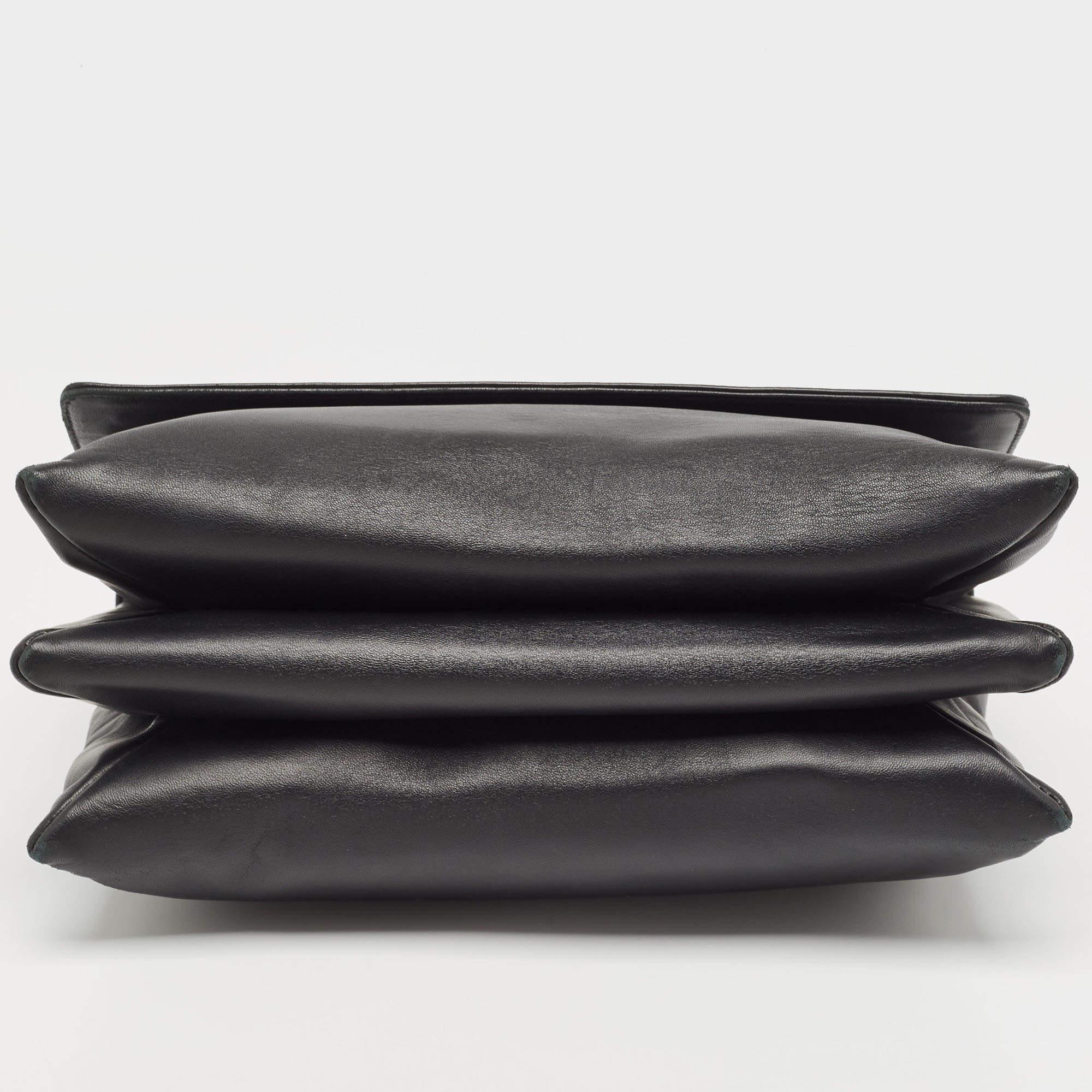 Lanvin Black Leather Flap Chain Shoulder Bag For Sale 4