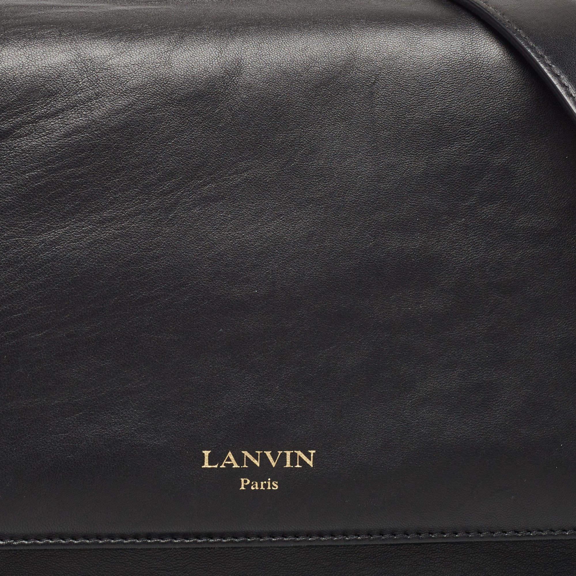 Lanvin Black Leather Flap Chain Shoulder Bag For Sale 5