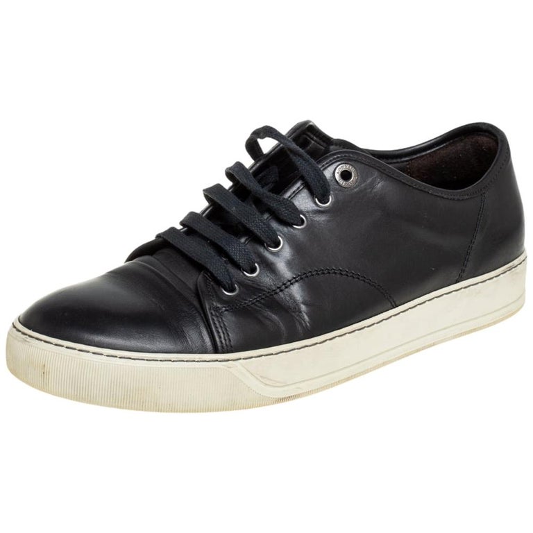 Lanvin Black Leather Low Top Sneakers Size 41 For Sale at 1stDibs