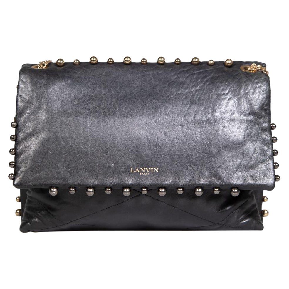 Lanvin Black Leather Medium Pearl Shoulder Bag