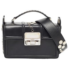 Lanvin Black Leather Mini Jiji Studded Crossbody Bag