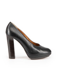 Lanvin Black Leather Platform Almond Toe Pumps Size IT 38.5