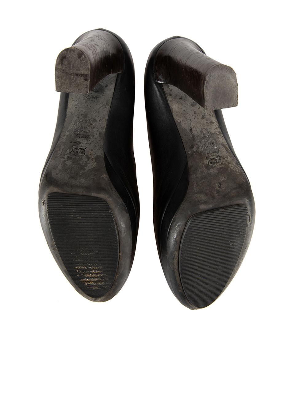 Lanvin Leather Black Platform Almond Toe Pumps Size IT 38.5 Bon état - En vente à London, GB