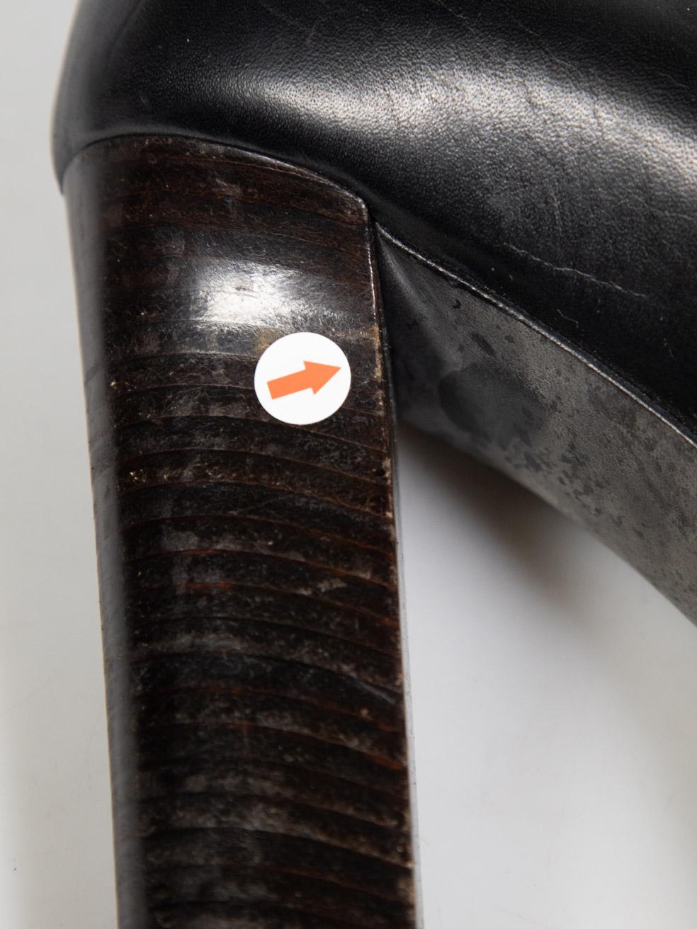 Lanvin Plataforma de cuero negro Bombas de dedo del pie de almendra Tamaño IT 38.5 en venta 4