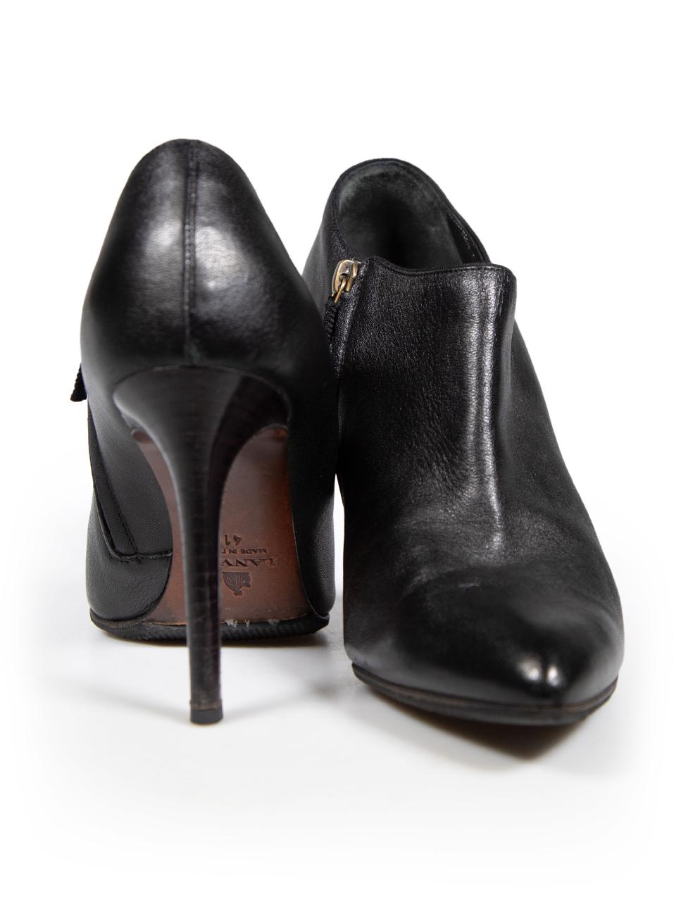 Lanvin Black Leather Point Boots Size IT 41 In Good Condition In London, GB