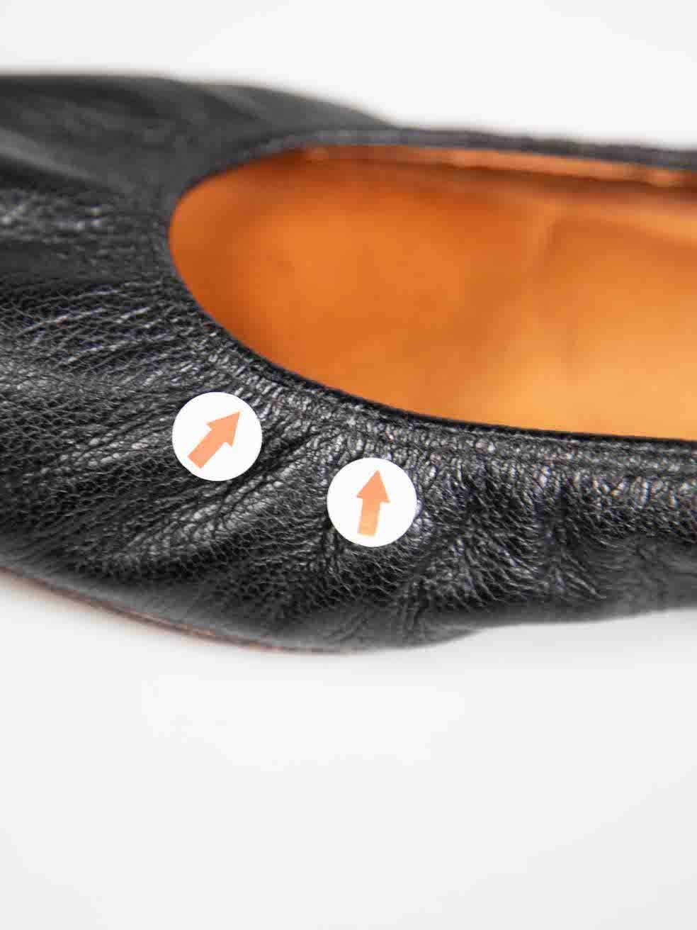 Lanvin Black Leather Round Toe Ballet Flats Size IT 38.5 For Sale 1