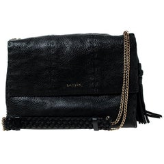 Lanvin Black Leather Sugar Stitch Shoulder Bag