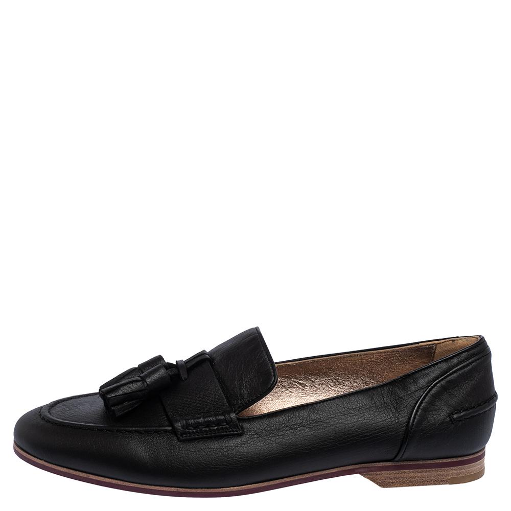 Lanvin Black Leather Tassel Loafers Size 36.5 1