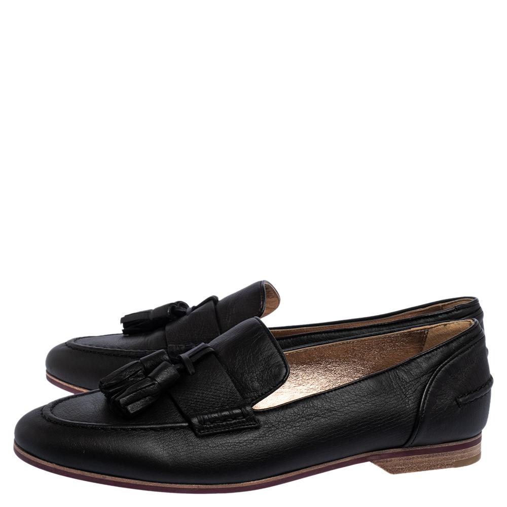 Lanvin Black Leather Tassel Loafers Size 36.5 3