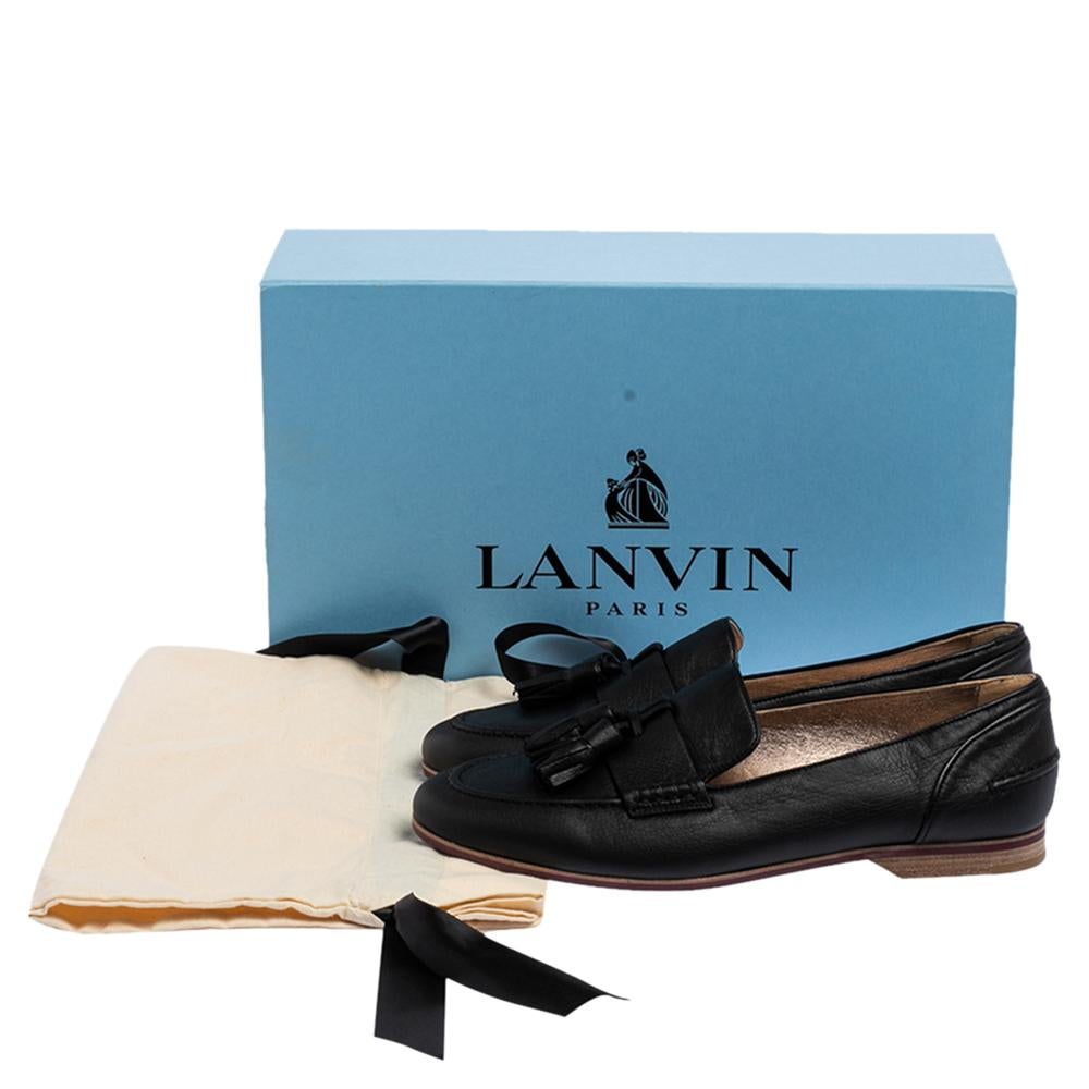 Lanvin Black Leather Tassel Loafers Size 36.5 4