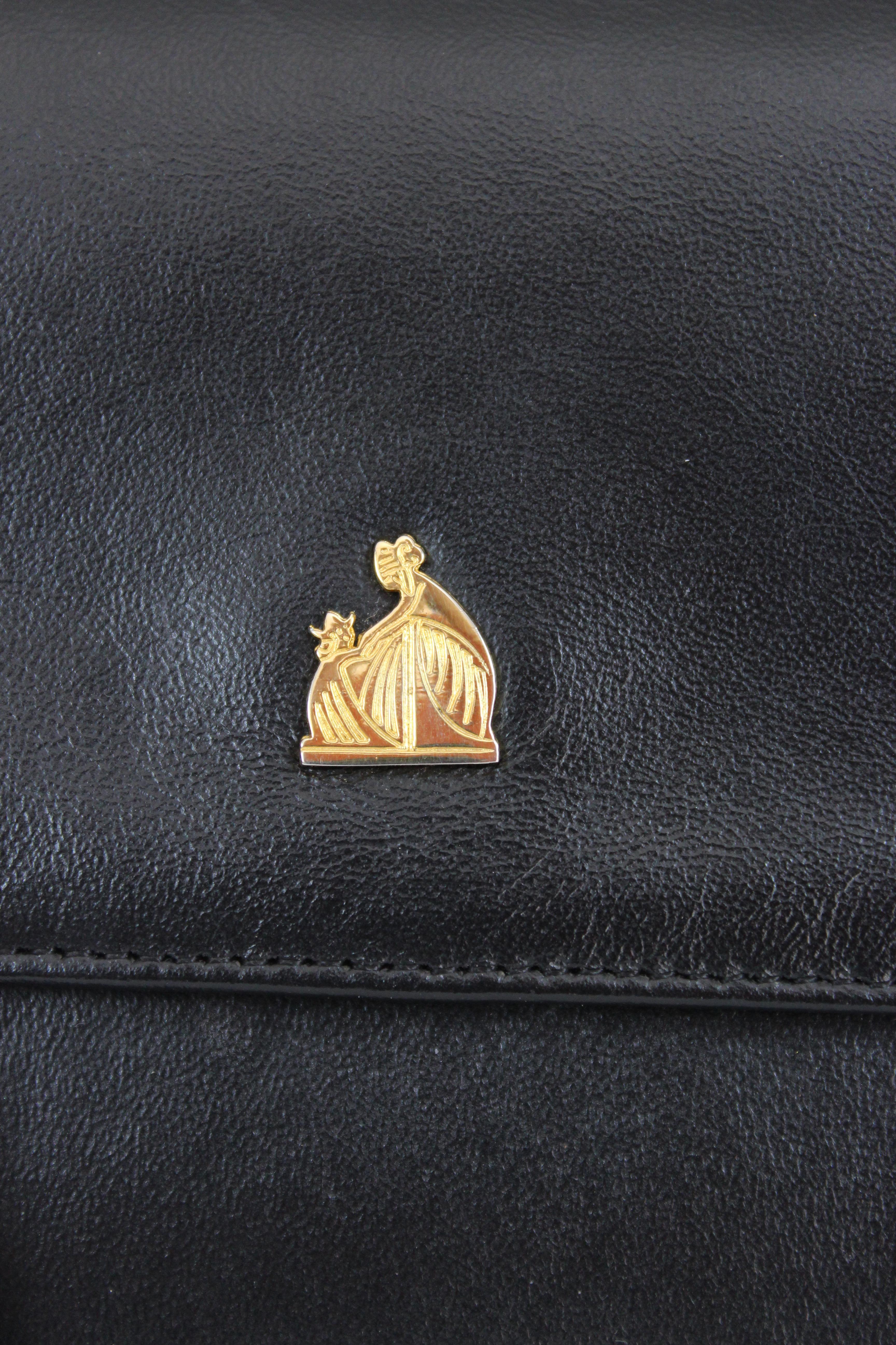 Lanvin Black Leather Vintage Evening Shoulder Bag In Excellent Condition In Brindisi, Bt