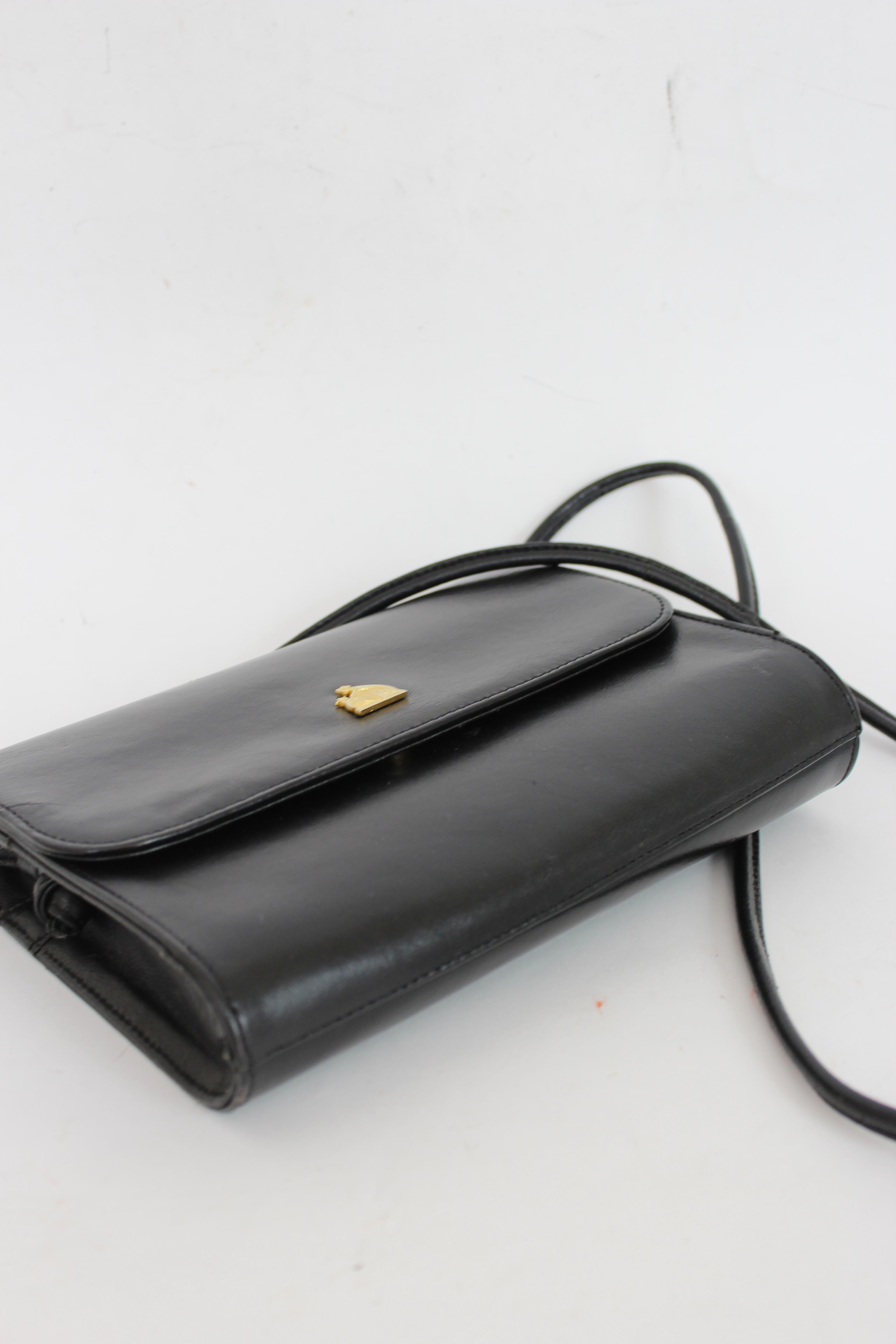 Lanvin Black Leather Vintage Evening Shoulder Bag 1