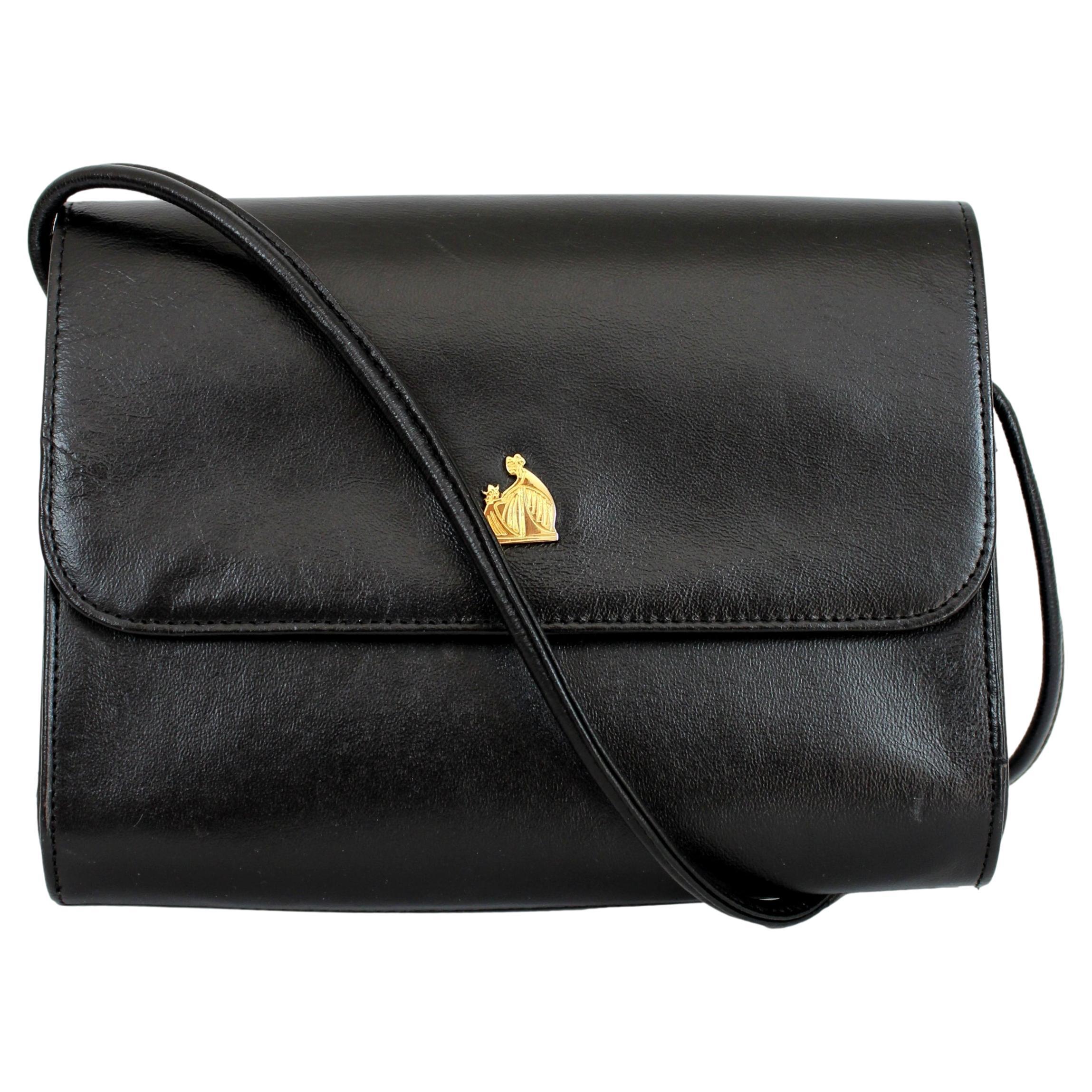 Lanvin Black Leather Vintage Evening Shoulder Bag