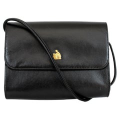 Lanvin Black Leather Retro Evening Shoulder Bag