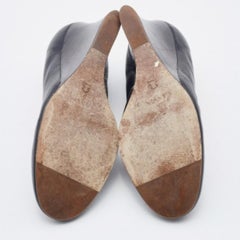 Lanvin Black Leather Wedge Pumps Size 37.5