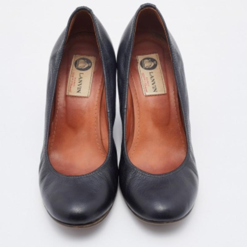 Donna Lanvin - Décolleté con zeppa in pelle nera misura 37.5 in vendita