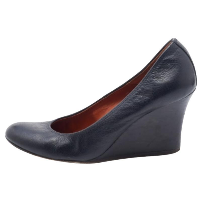 Lanvin Bombas de cuña de cuero negro Tamaño 37.5