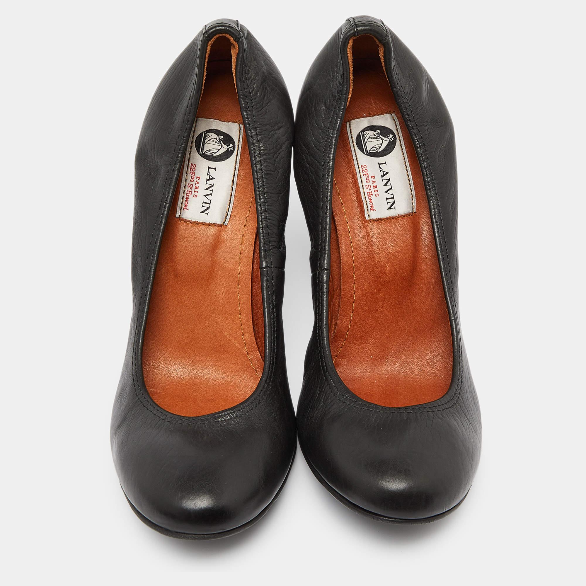 Noir Lanvin Chaussures à talons compensés en cuir noir Taille 38.5