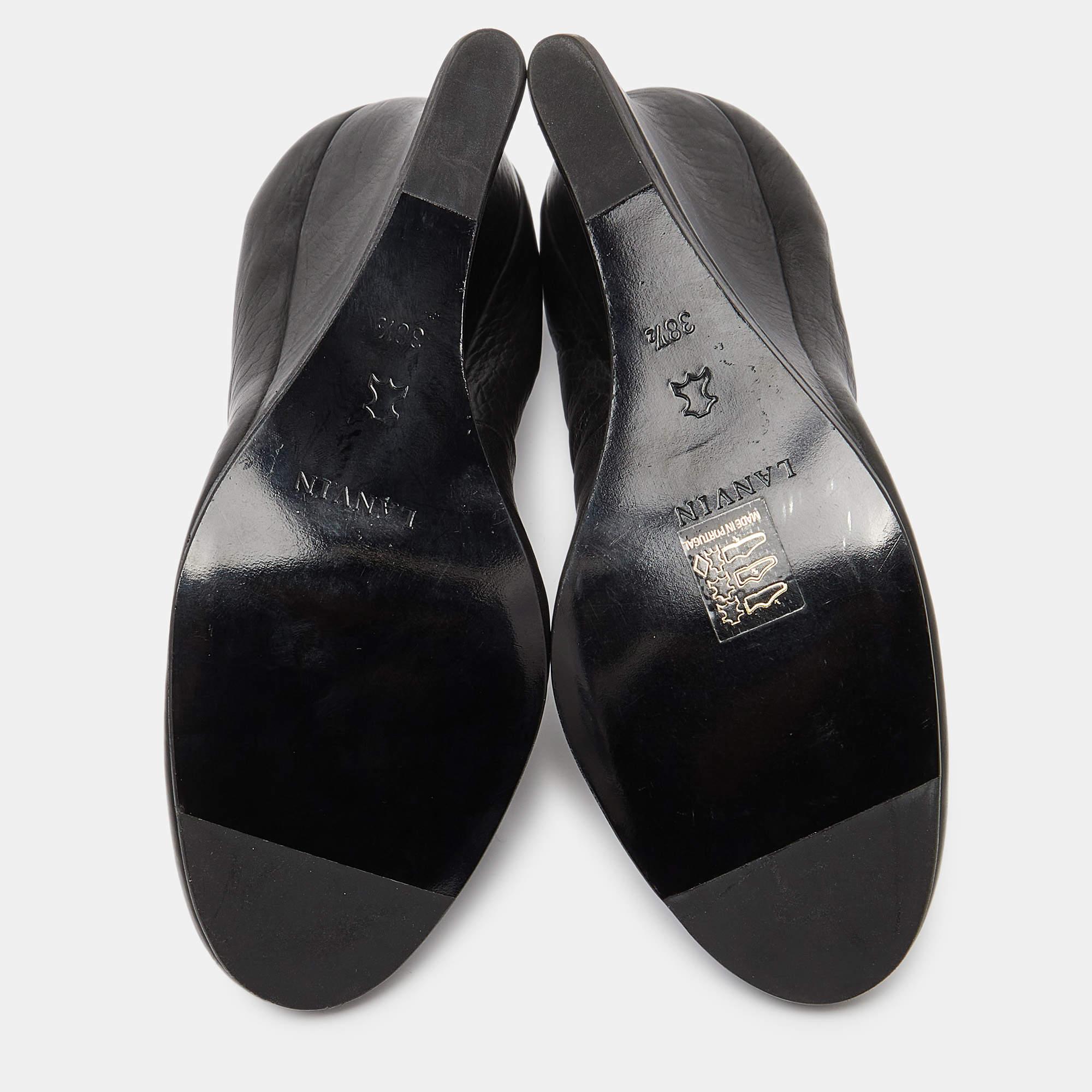Lanvin Chaussures à talons compensés en cuir noir Taille 38.5 1