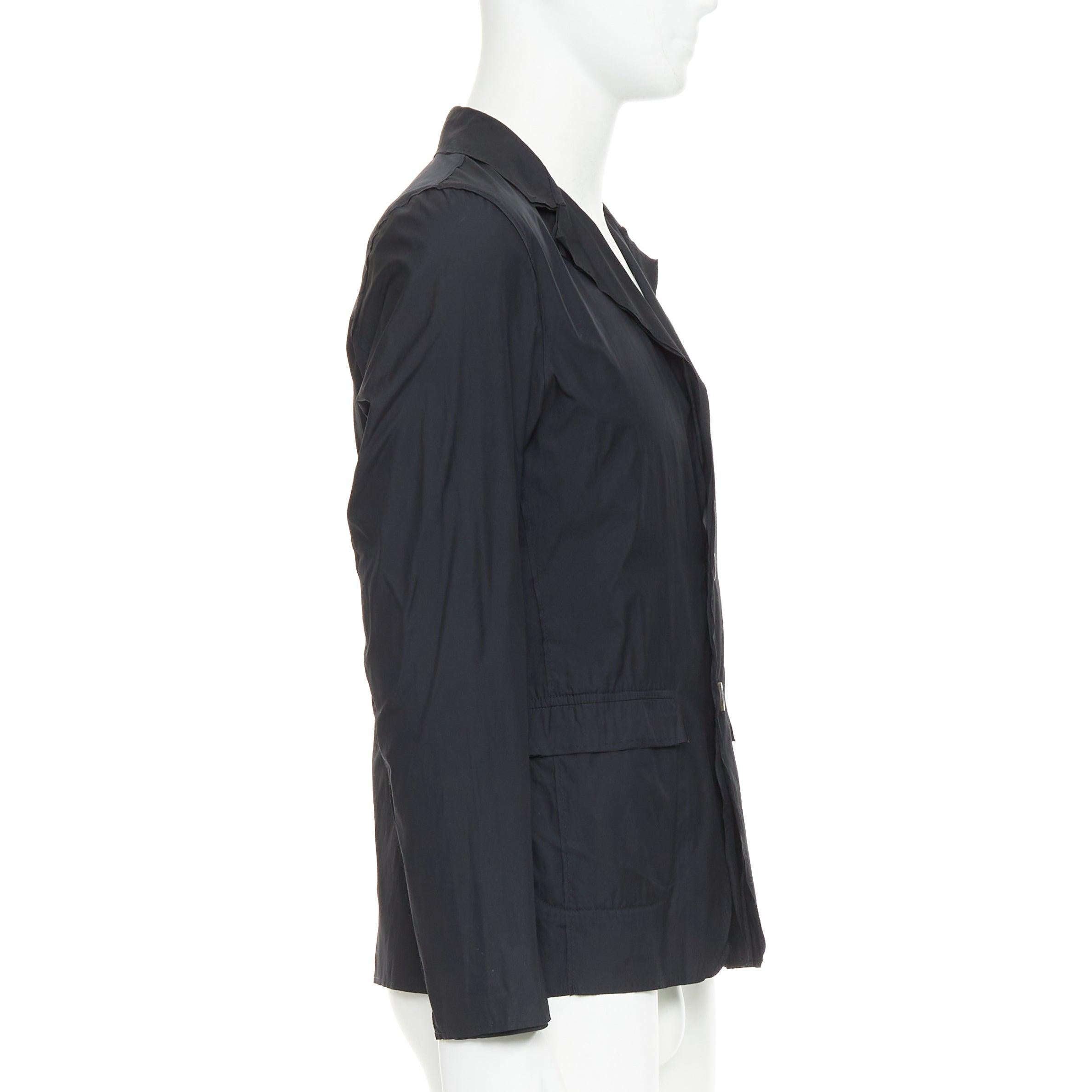LANVIN giacca blazer in tessuto doppio strato nero leggero con bordi grezzi FR44 XS In condizioni buone in vendita a Hong Kong, NT