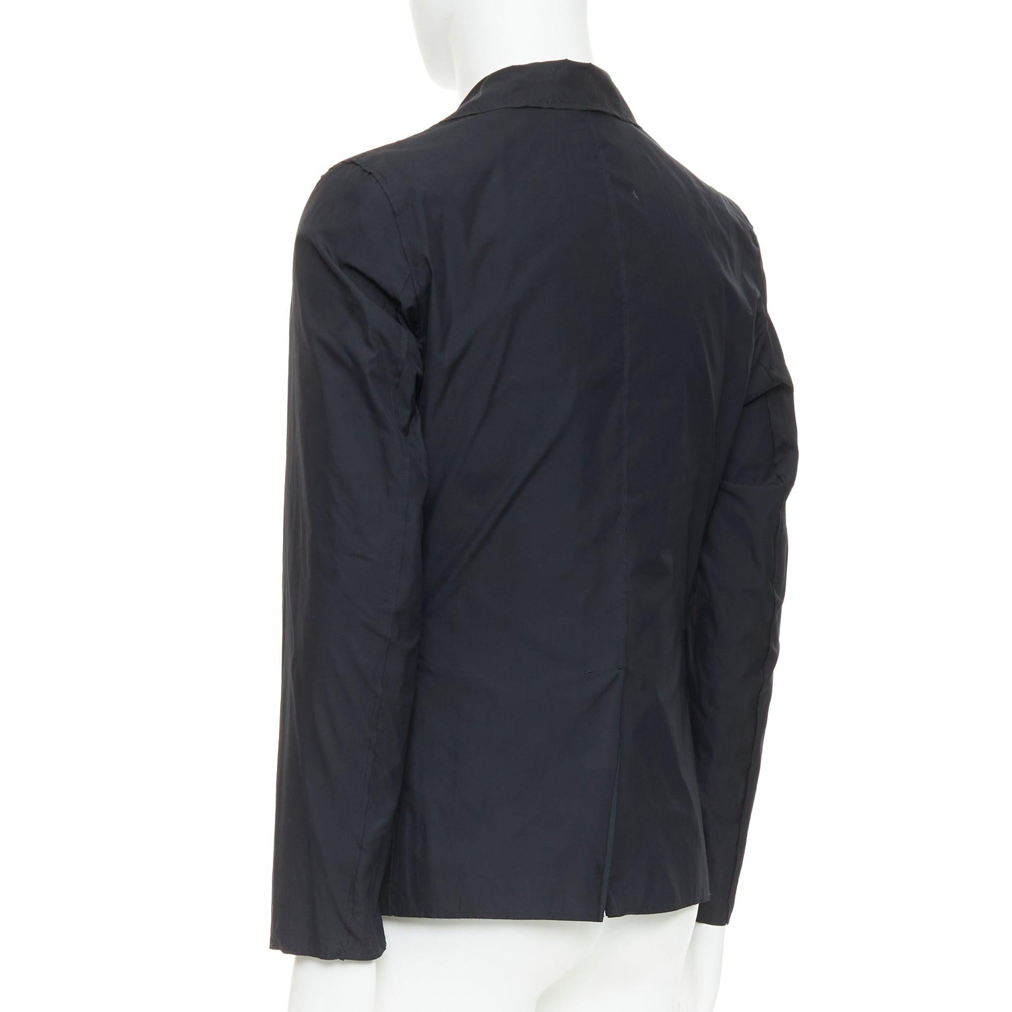 LANVIN giacca blazer in tessuto doppio strato nero leggero con bordi grezzi FR44 XS in vendita 1