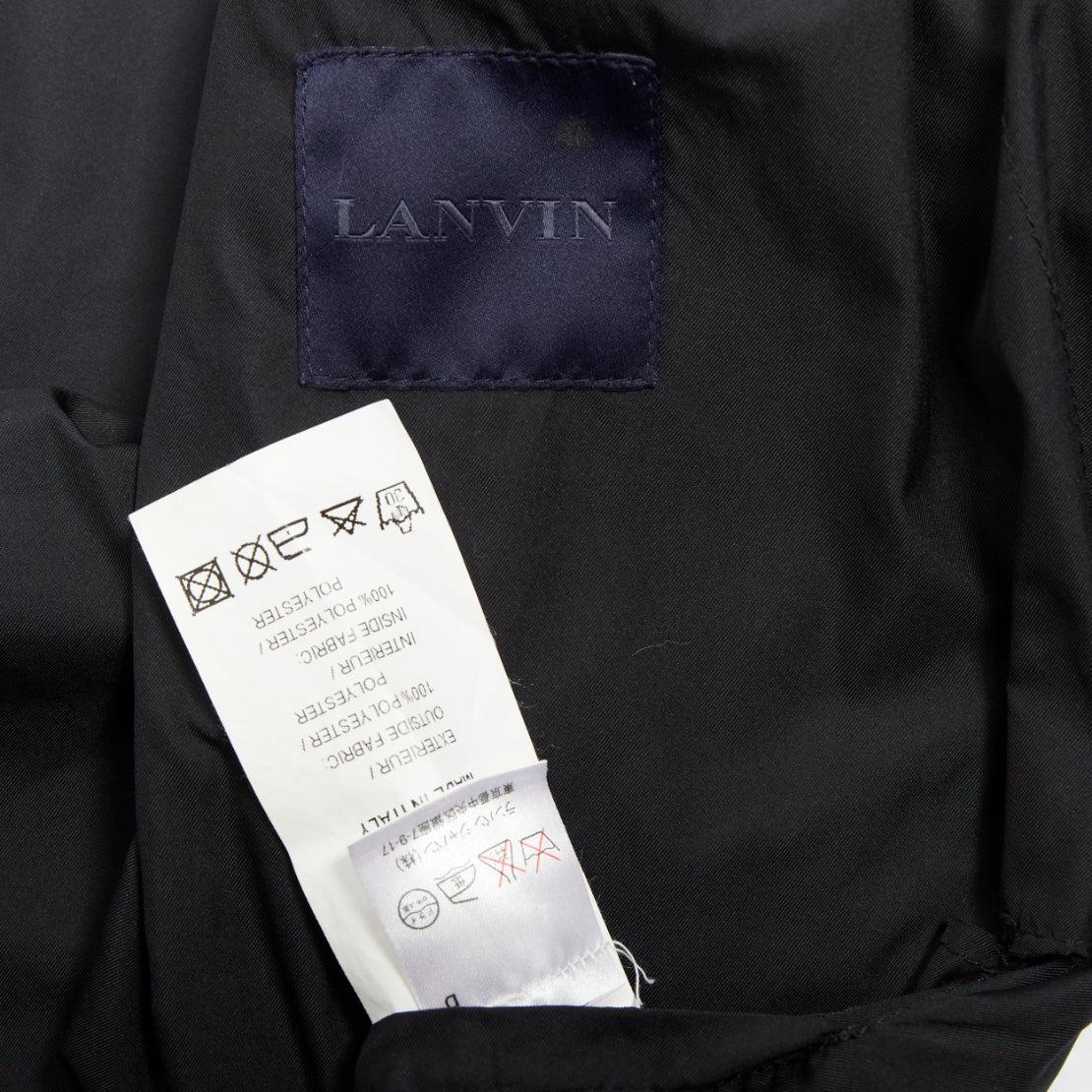 LANVIN giacca blazer in tessuto doppio strato nero leggero con bordi grezzi FR44 XS in vendita 3