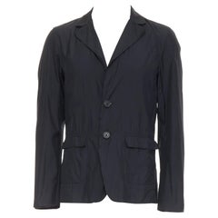LANVIN giacca blazer in tessuto doppio strato nero leggero con bordi grezzi FR44 XS