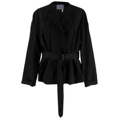 Lanvin Black Linen Blend Belted Jacket - Size US 10