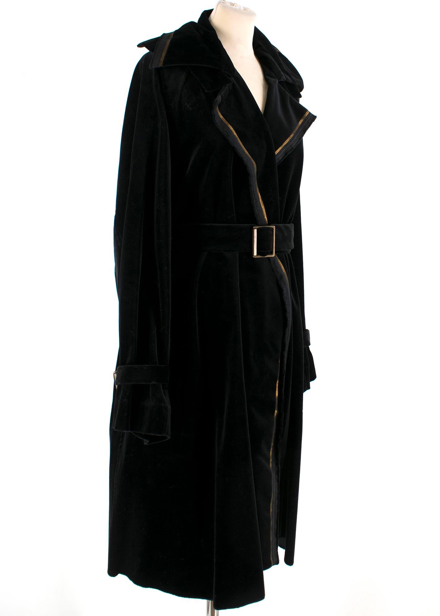Lanvin Black Cotton Wrap Coat 

- Gold Tone Hardware 
- Belted Waist Fastening 
- Belt detail on Cuffs 
- Gold Tone Embroidery 
- Large Side Zip Pockets 

100% Cotton 

Dry Clean Only 

Sleeves: 78cm 
length: 100cm 